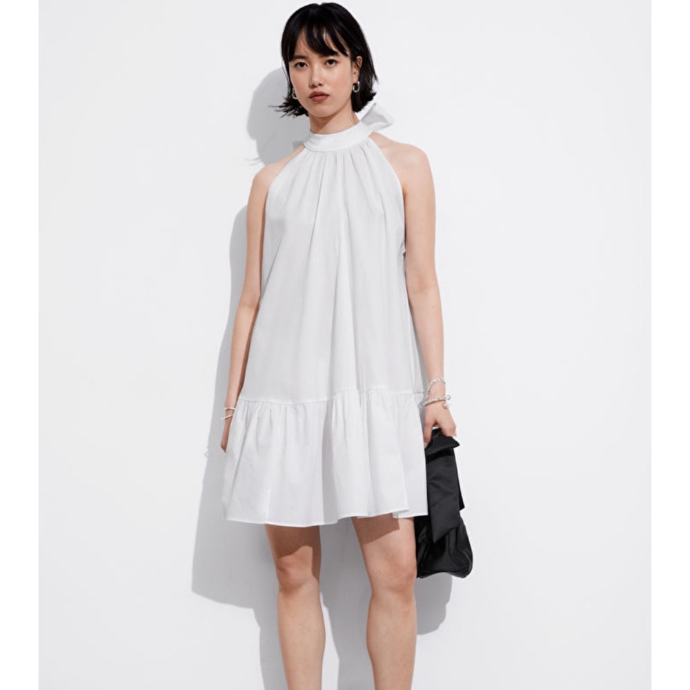 & Other Stories Women's Mini Dress Mock Neck Bow Detail Sz xs NEW